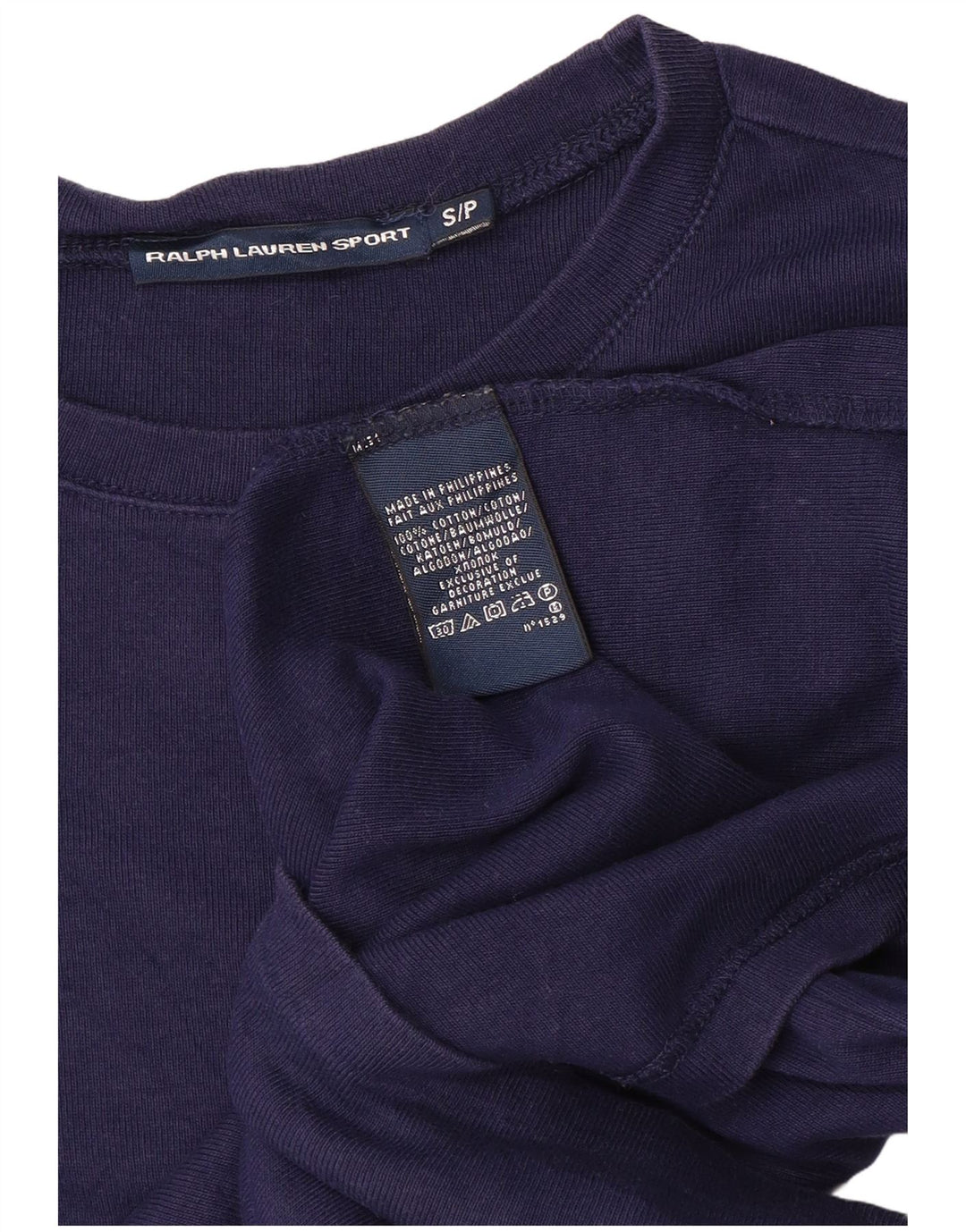 RALPH LAUREN Γυναικείο τοπ μακρυμάνικο UK 10 Small Navy Blue Cotton