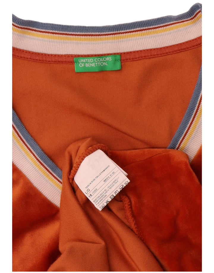 Γυναικεία βελούδινη μπλούζα υπερμεγέθη Benetton UK 16 μεγάλο πορτοκαλί πολυεστέρας