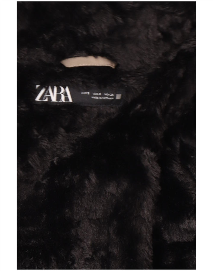Zara Γυναικείο μπουφάν με κουκούλα Sherpa UK 10 Small Grey Polyester