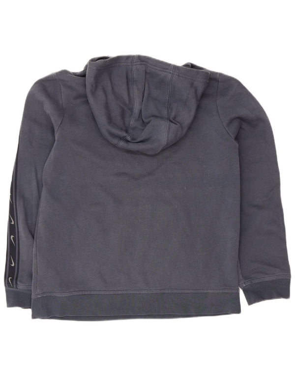 Nike Boys Graphic Hoodie Jumper 12-13 Years Large Navy Blue Colorblock