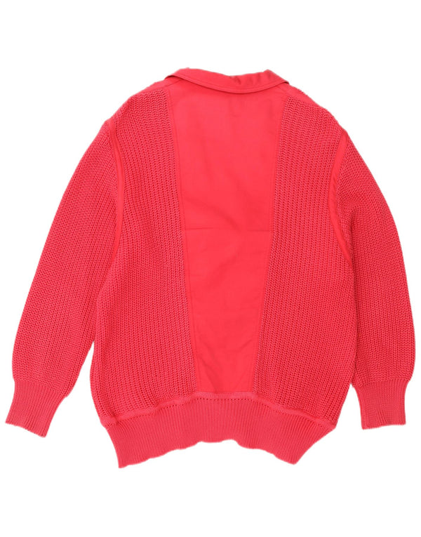 Vintage γυναικείο πουλόβερ ζακέτα με διπλό στήθος IT 42 Medium Pink