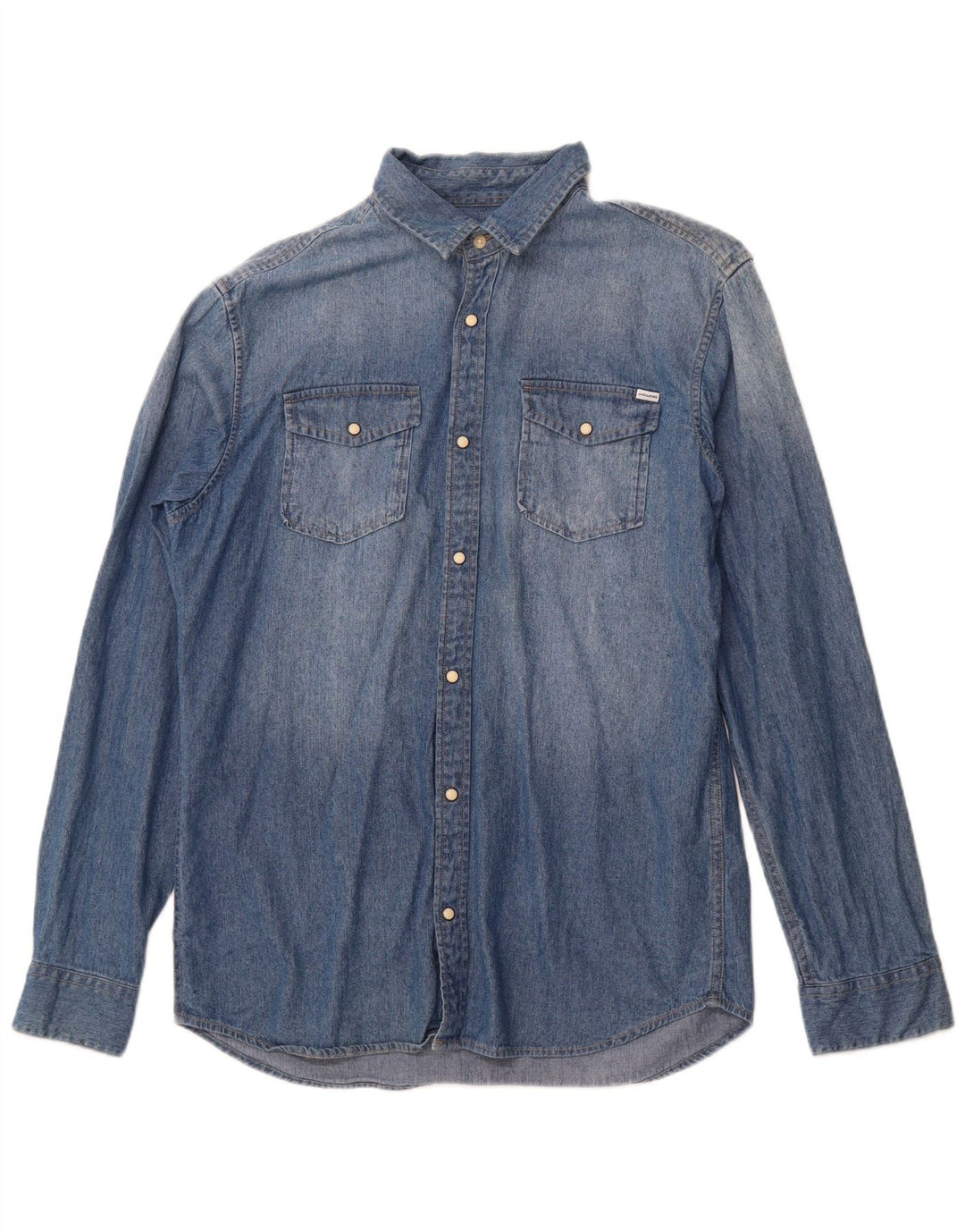 JACK & JONES Ανδρικό τζιν πουκάμισο μεγάλο μπλε βαμβακερό