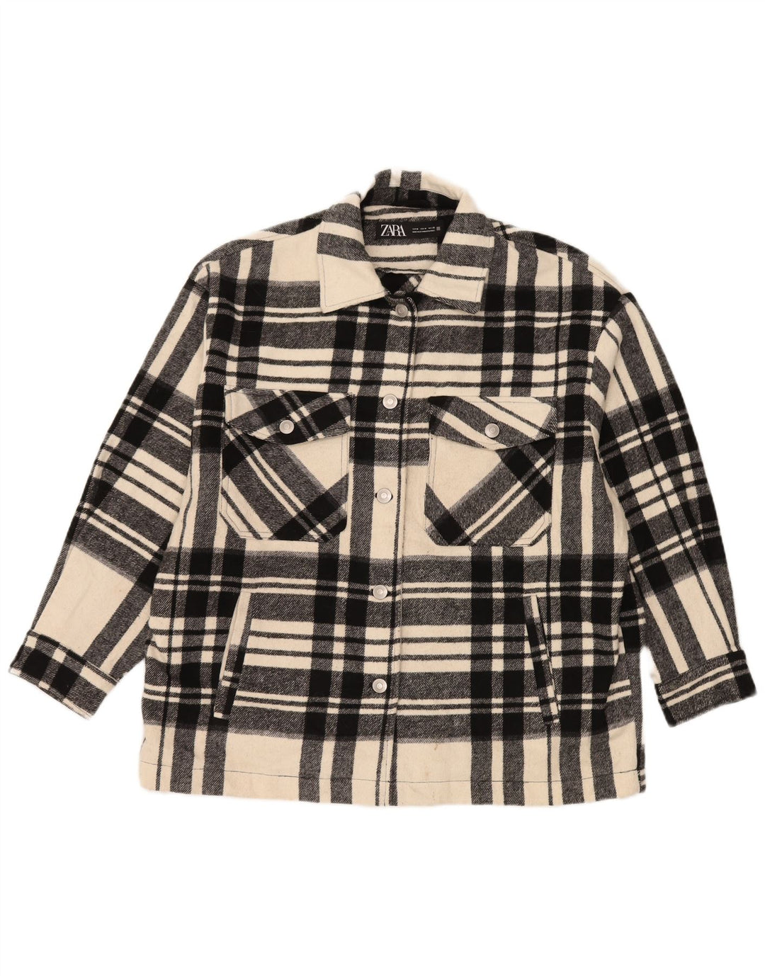 Zara Γυναικείο Utility Jacket UK 14 Medium Black Check Polyester