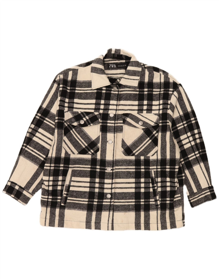 Zara Γυναικείο Utility Jacket UK 14 Medium Black Check Polyester