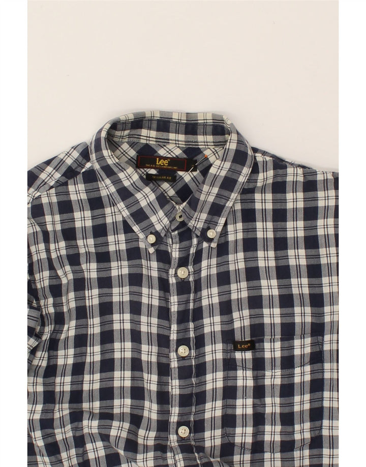 LEE Mens Regular Fit Flannel Shirt Small Navy Blue Check Cotton Vintage Lee and Second-Hand Lee from Messina Hembry 
