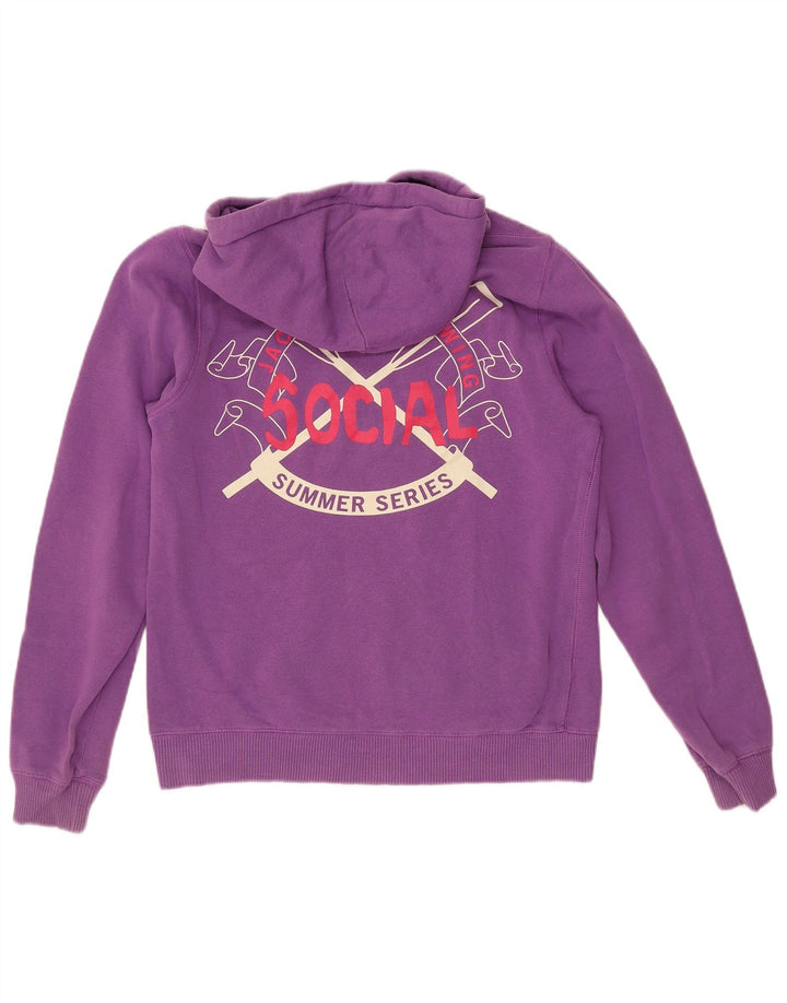 JACK WILLS Γυναικείο άλμα με κουκούλα γραφικών UK 14 Large Purple