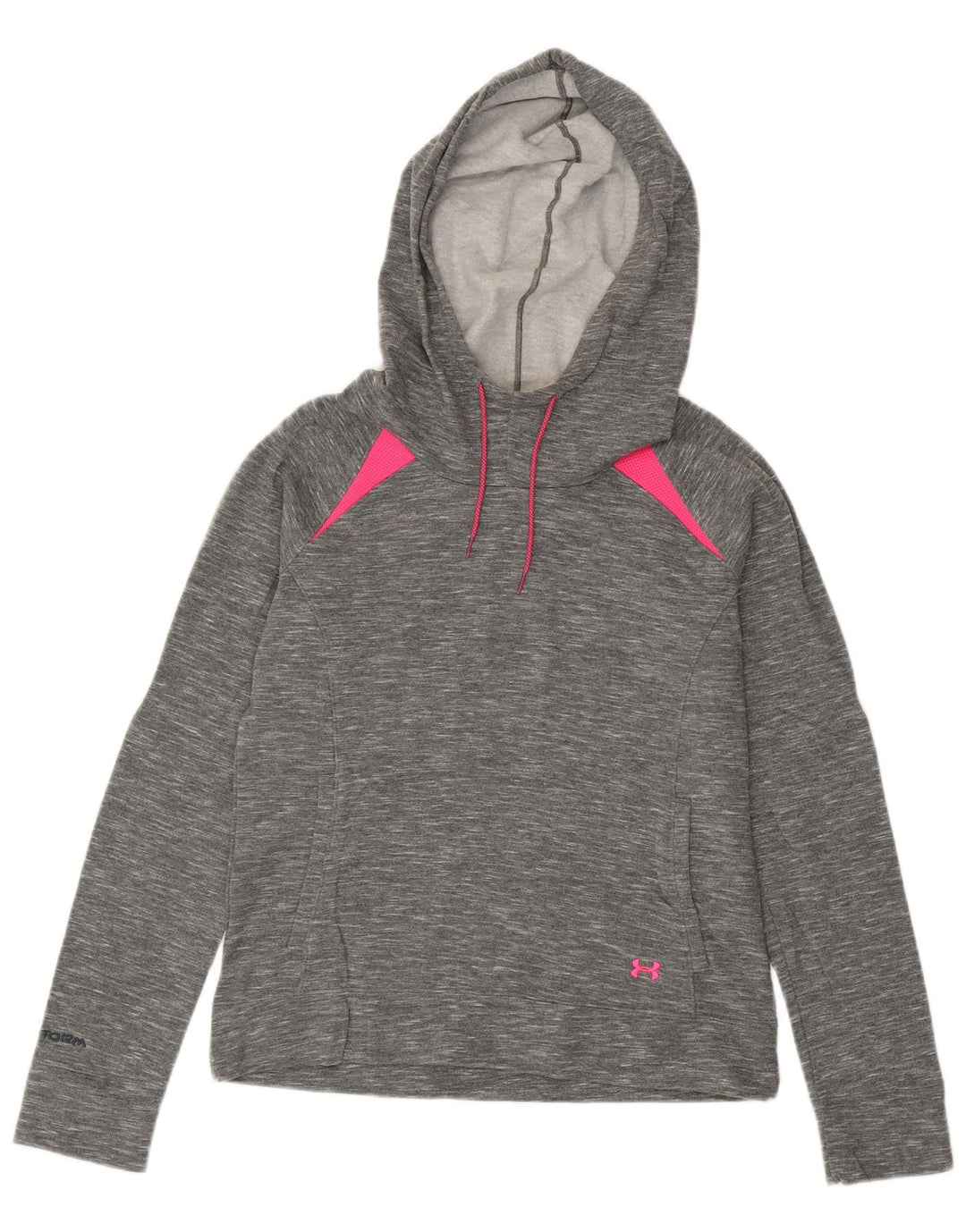 Under Armour Womens Cold Gear Hoodie Jumper UK 14 Medium Grey Colourblock