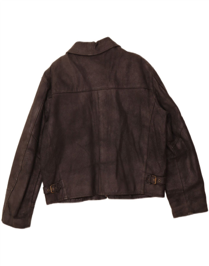 Vintage Γυναικείο Δερμάτινο Μπουφάν UK 16 Large Μαύρο Δερμάτινο