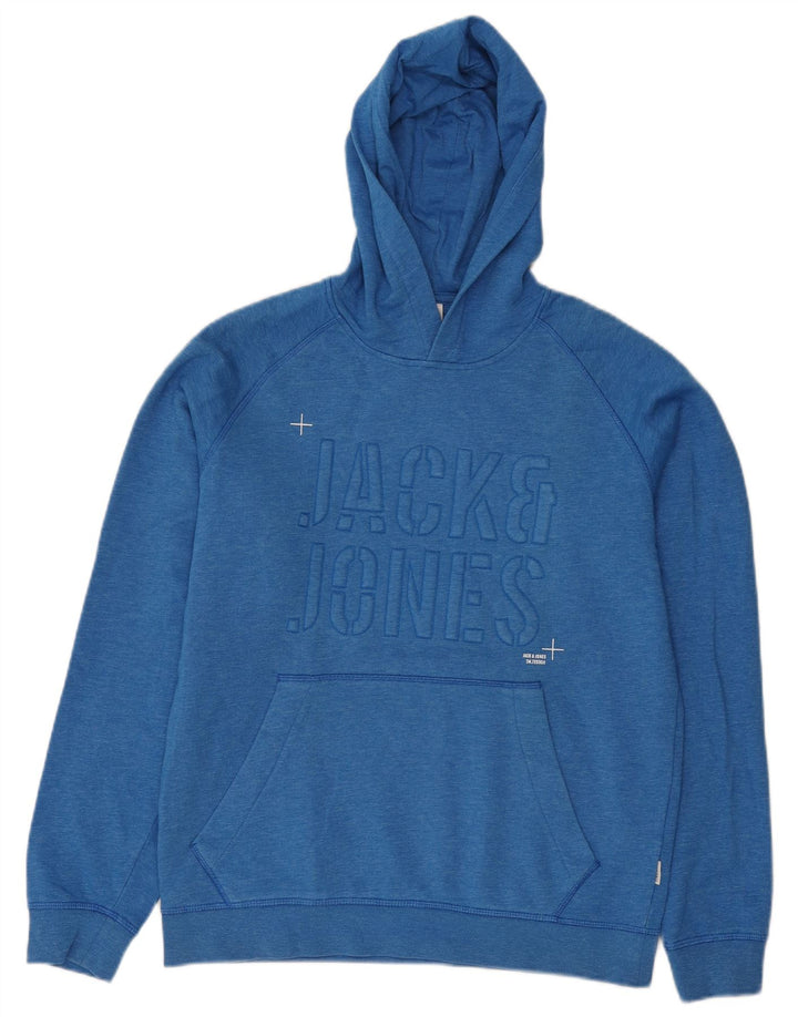 Jack & Jones Ανδρικό γραφικό μπλουζάκι με κουκούλα μεσαίου μπλε βαμβακερό