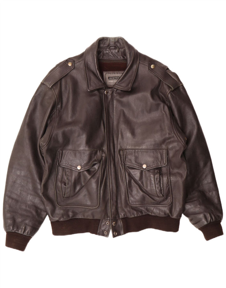 Ανδρικό δερμάτινο μπουφάν πτήσης AVIATRIX UK 42 XL Brown Leather Biker