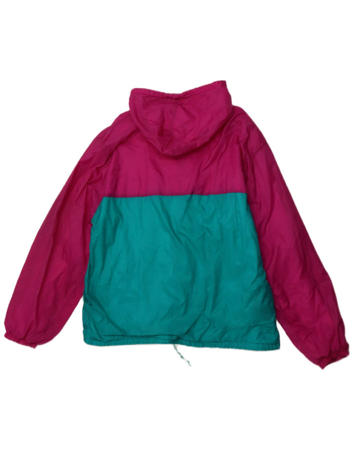 VINTAGE Ανδρικό μπουφάν βροχής με κουκούλα UK 42 XL Pink Colourblock Polyamide
