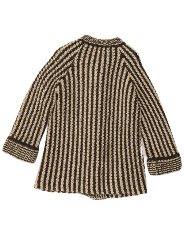 VINTAGE Womens 3/4 Sleeve Cardigan Sweater UK 14 Medium Green Striped