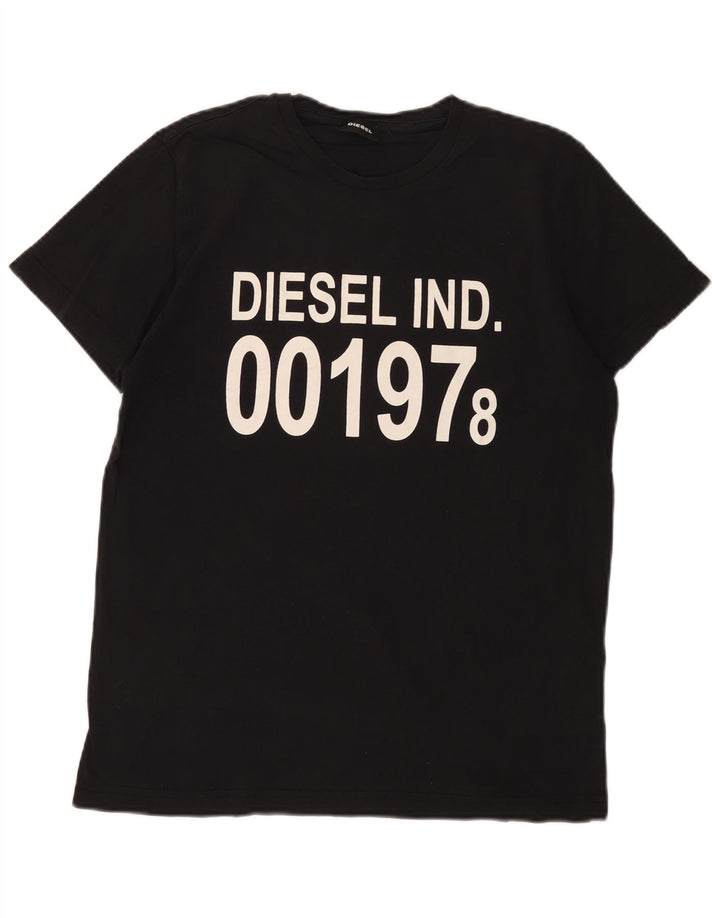 Ανδρικό γραφικό T-Shirt DIESEL Top Μεσαίο μαύρο βαμβακερό