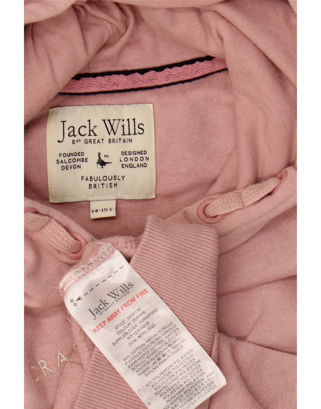 JACK WILLS Girls Hoodie Jumper 14-15 Years Pink Cotton