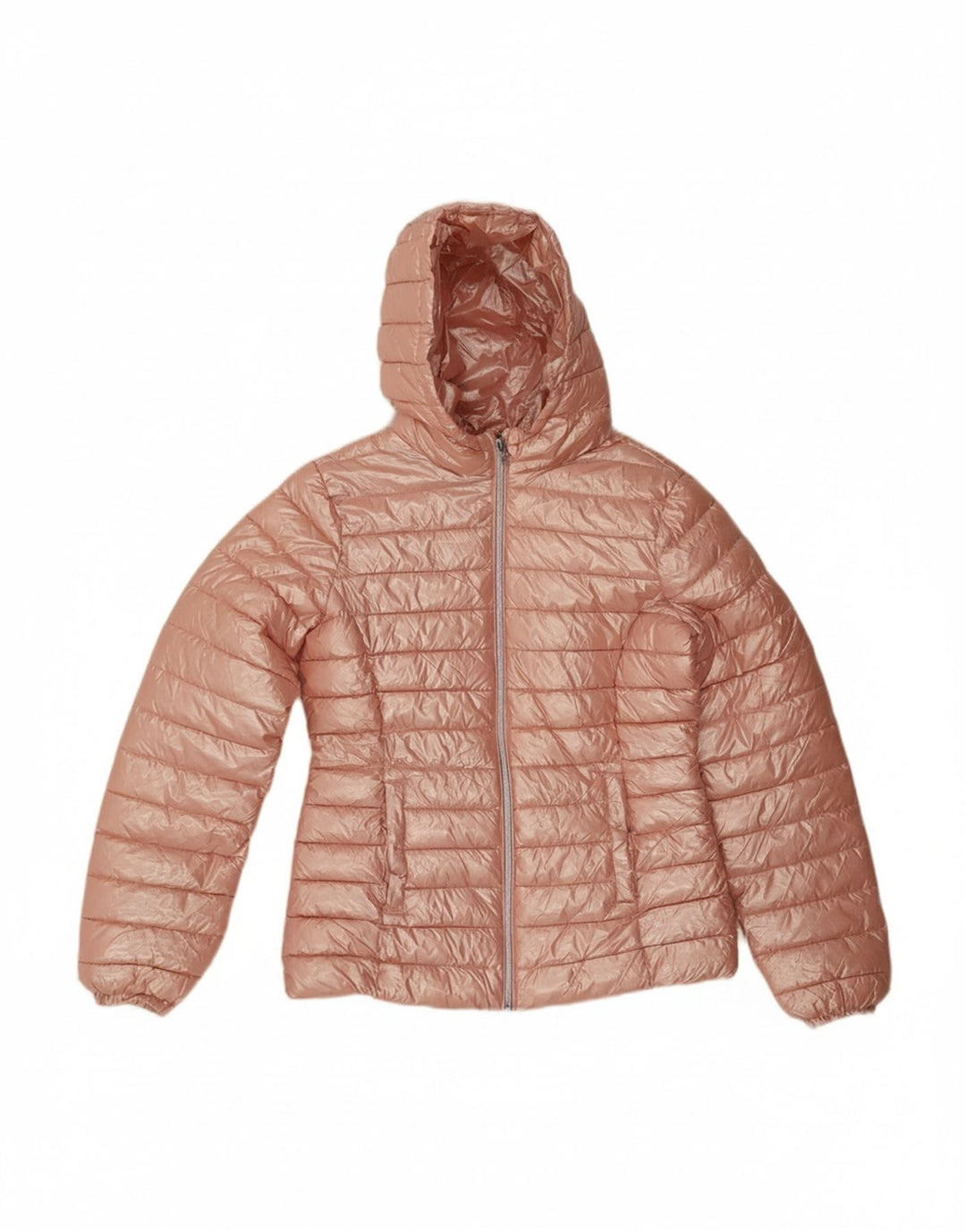 BENETTON Womens Hooded Padded Jacket UK 10 Small Pink Nylon