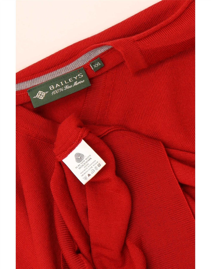 Ανδρικό πουλόβερ Baileys με V λαιμόκοψη 2XL Red New Wool