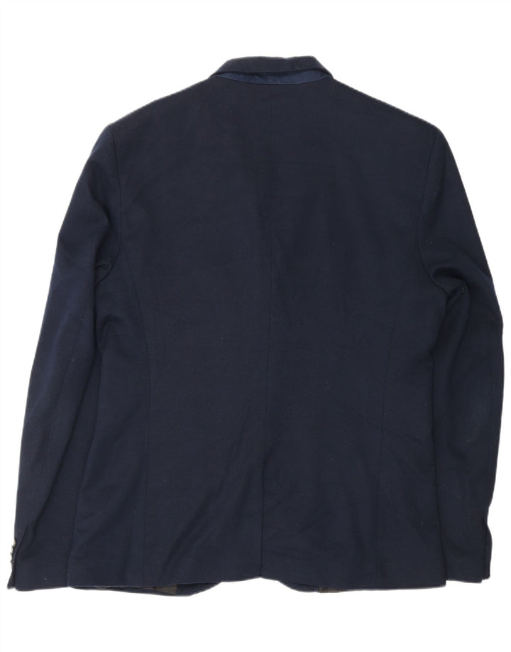 ZARA Mens 2 Button Blazer Jacket UK 42 XL Navy Blue Polyester