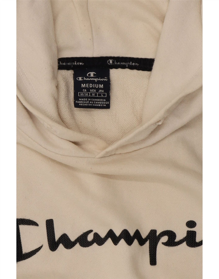 Champion Mens Graphic Hoodie Jumper Medium White