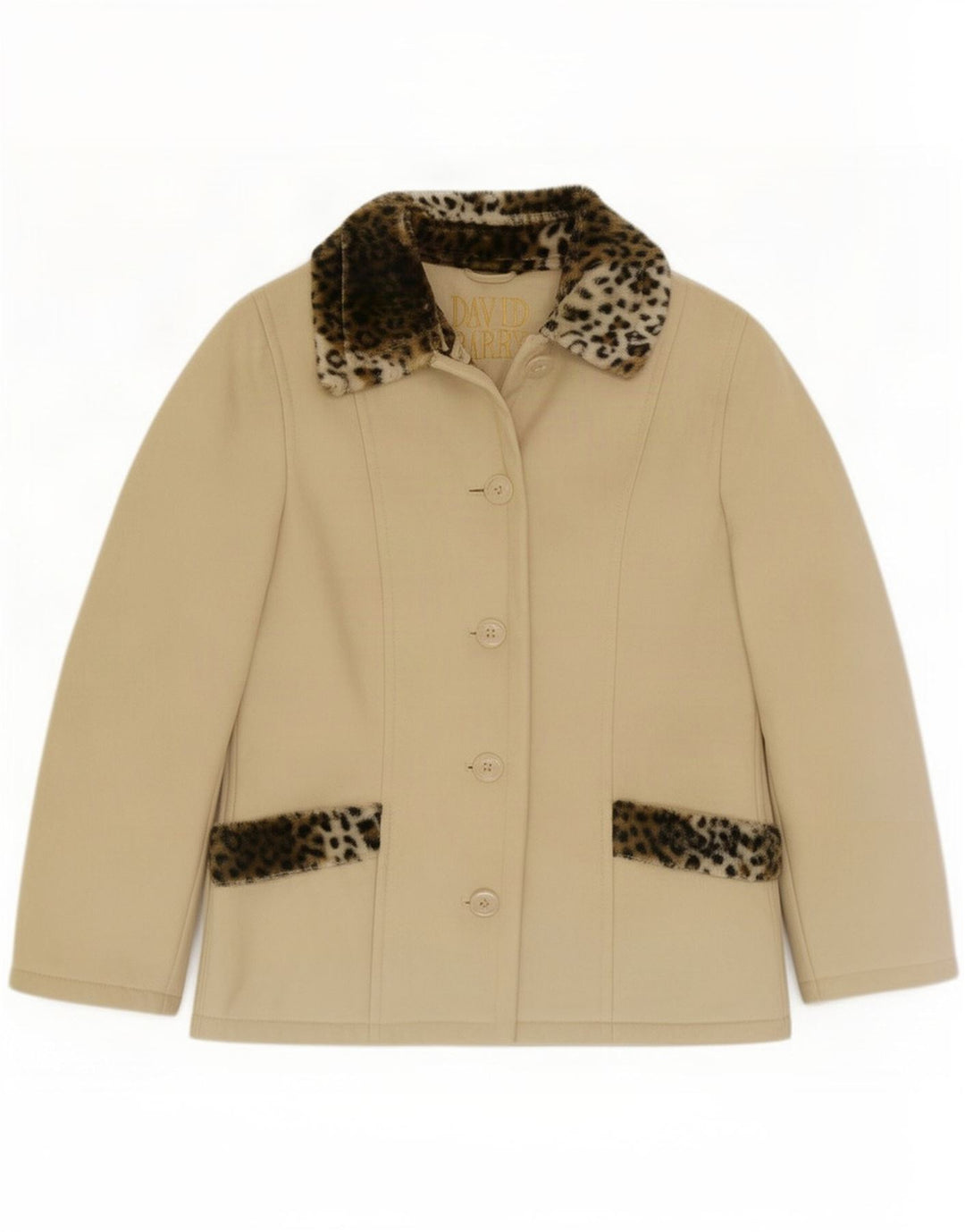 David Barry Γυναικείο σακάκι 4 κουμπιών UK 12 Medium Beige Animal Print