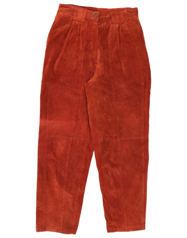 Γυναικείο σουέτ ψηλόμεσο παντελόνι VINTAGE EU 4 Medium W26 L28 μπορντό