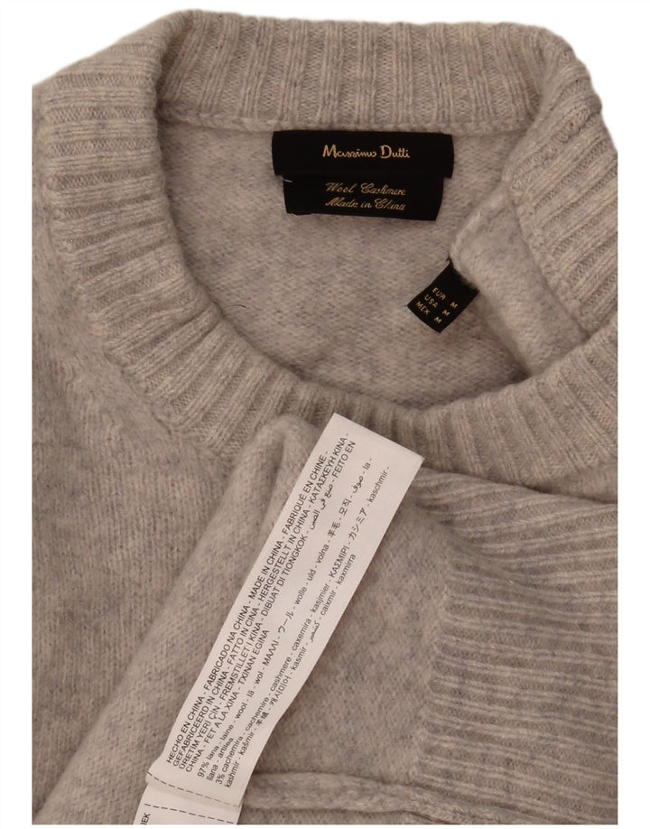 Massimo Dutti Γυναικείο πουλόβερ με λαιμόκοψη UK 14 Medium Grey Flecked