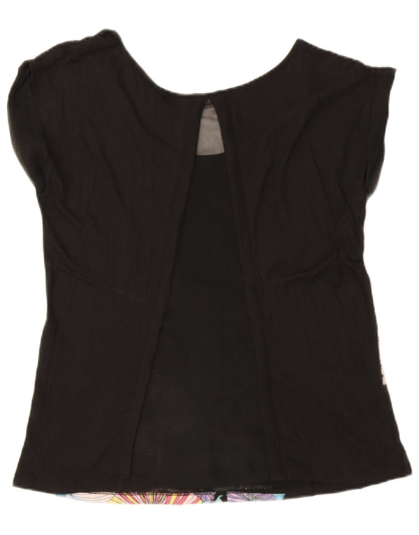 Desigual Γυναικείο γραφικό T-Shirt Top UK 12 Medium Black Floral