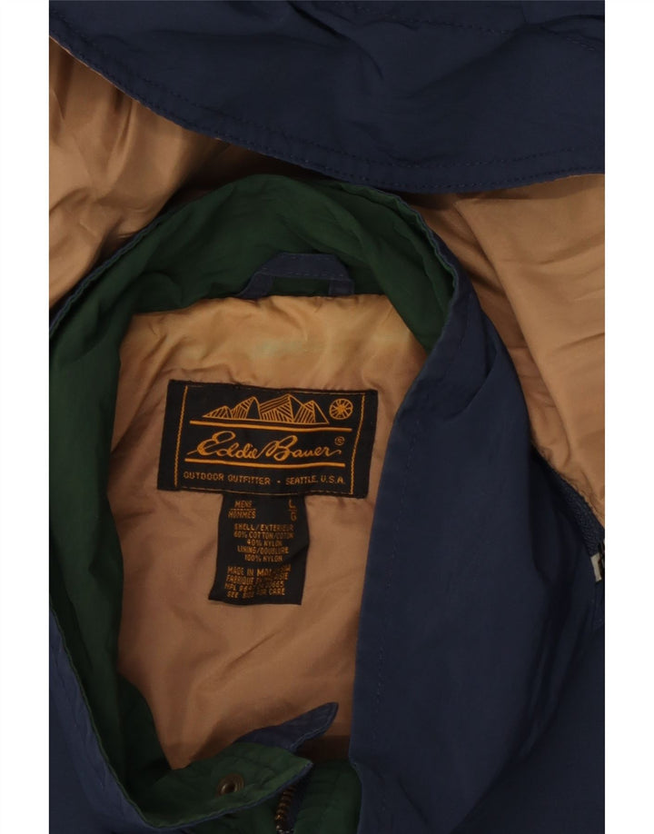 Eddie Bauer Ανδρικό παλτό αντιανεμικό με κουκούλα UK 40 μεγάλο μπλε βαμβακερό