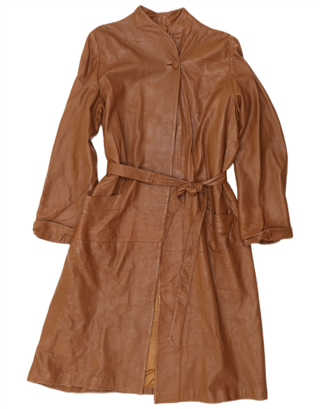 Vintage Γυναικείο Oversized Δερμάτινο Παλτό IT 40 Μικρό Καφέ