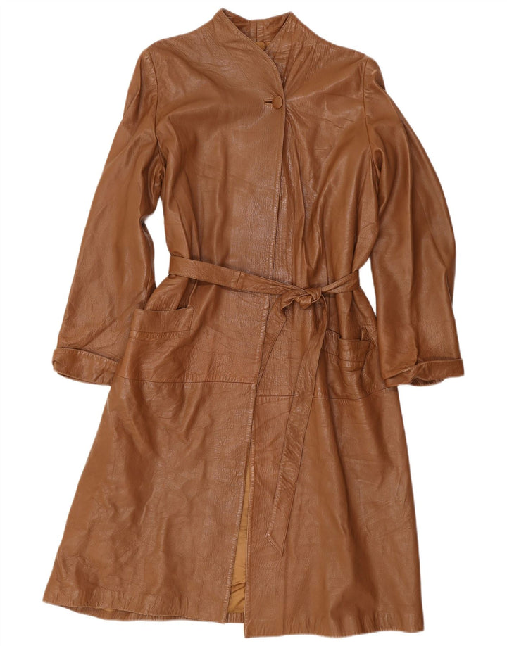 Vintage Γυναικείο Oversized Δερμάτινο Παλτό IT 40 Μικρό Καφέ
