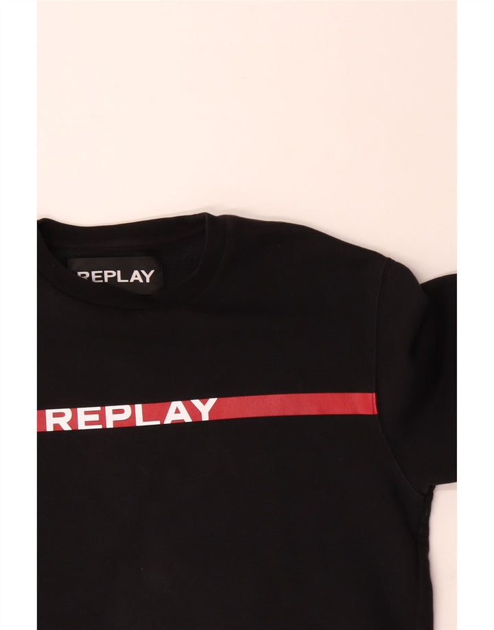 Ανδρικό γραφικό φούτερ Replay Jumper Μεσαίο μαύρο βαμβακερό