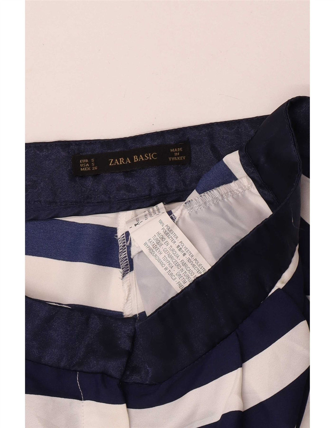 Zara Γυναικείο σορτς Chino Small W26 Navy Blue ριγέ πολυεστέρα