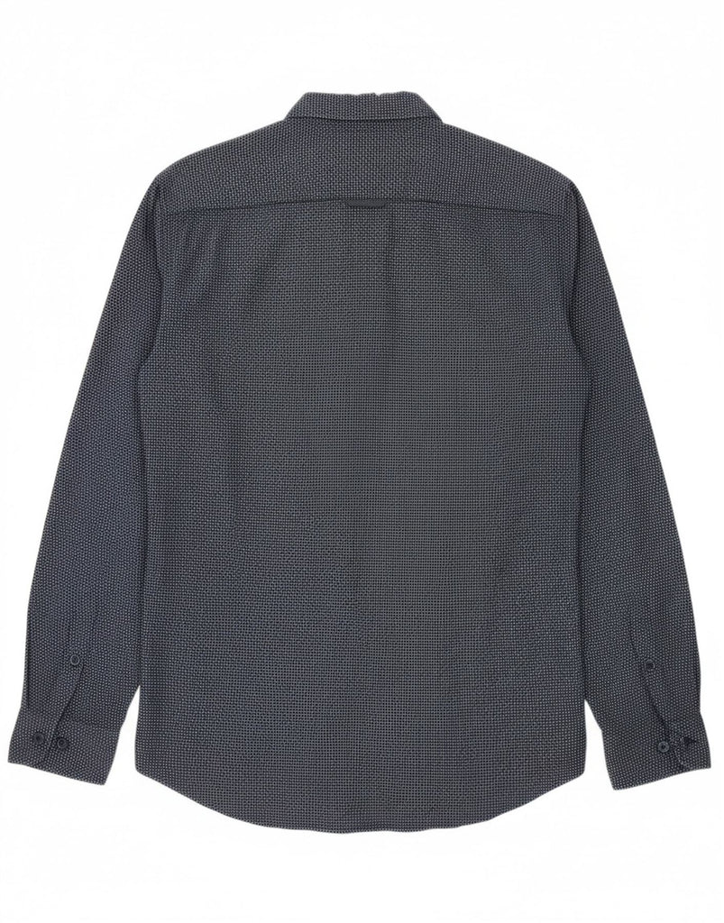 TOM TAILOR Mens Fitted Shirt Medium Navy Blue Geometric Cotton Vintage Tom Tailor and Second-Hand Tom Tailor from Messina Hembry 