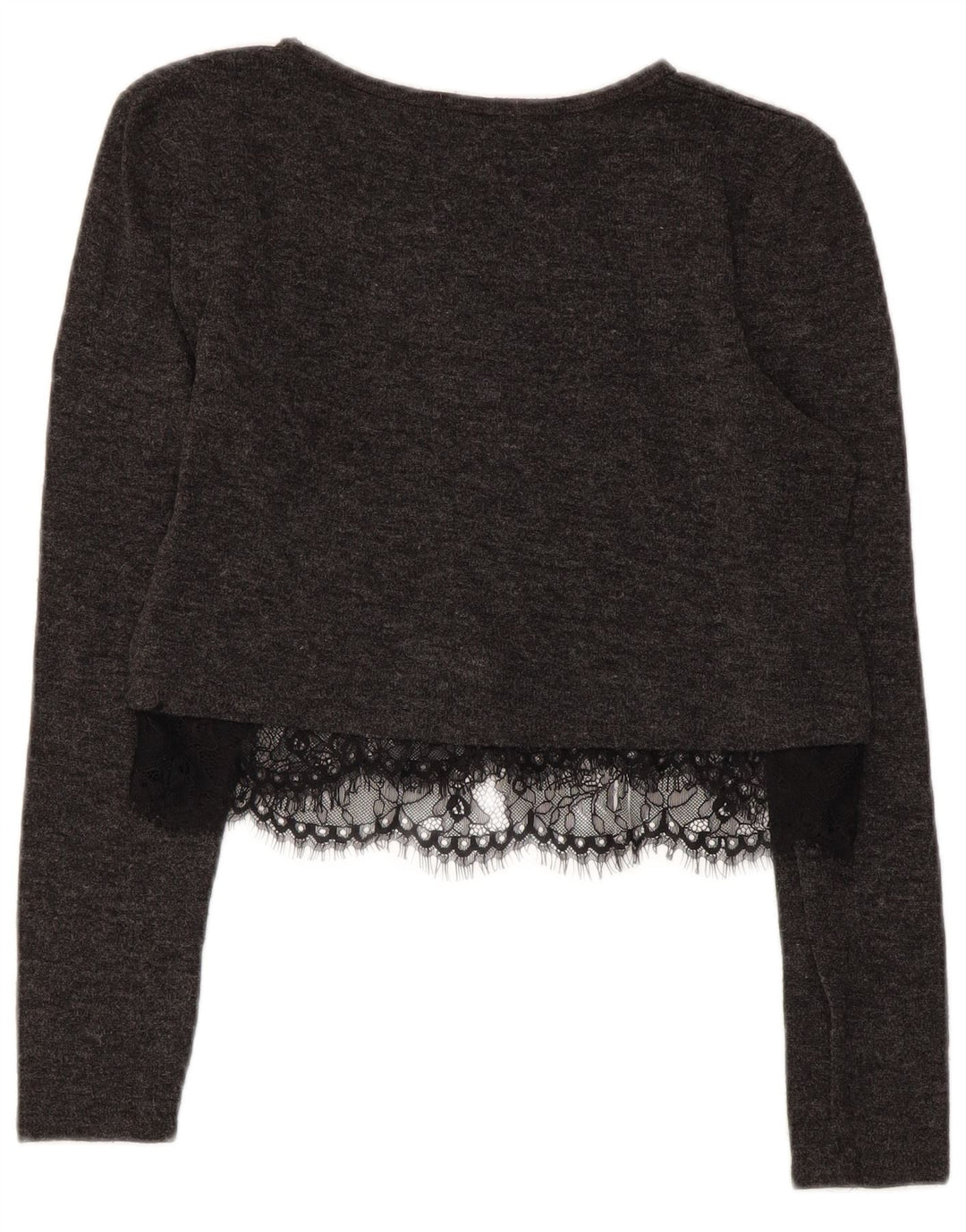 Zara Γυναικείο Crop Top Μακρυμάνικο UK 12 Medium Grey