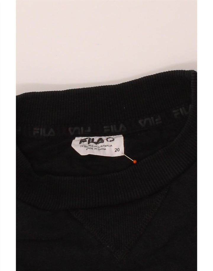 FILA Womens Graphic Sweatshirt Jumper US 20 2XL Black Cotton Vintage Fila and Second-Hand Fila from Messina Hembry 