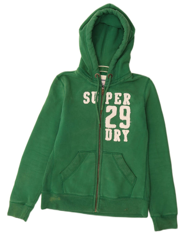Superdry Γυναικείο πουλόβερ με κουκούλα με φερμουάρ UK 16 μεγάλο βαμβακερό πράσινο