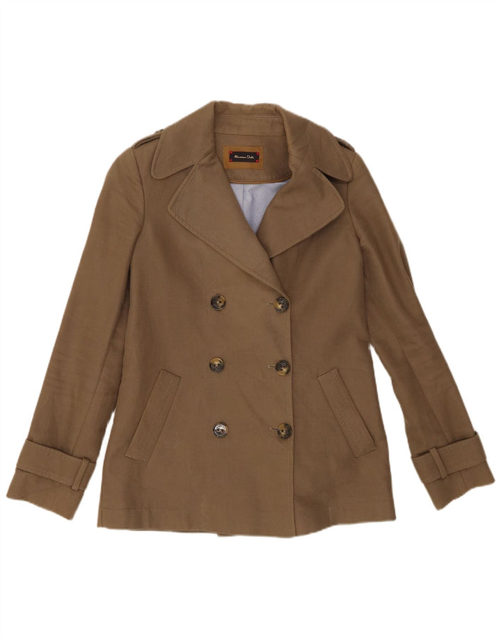 Massimo Dutti Γυναικείο παλτό μπιζελιού EU 36 XS Χακί βαμβακερό