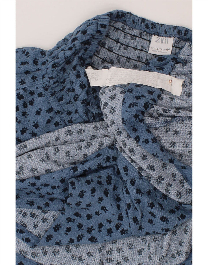 ZARA κοριτσίστικη φούστα βολάν 13-14 ετών W26 πολυεστέρας με μπλε στίγματα