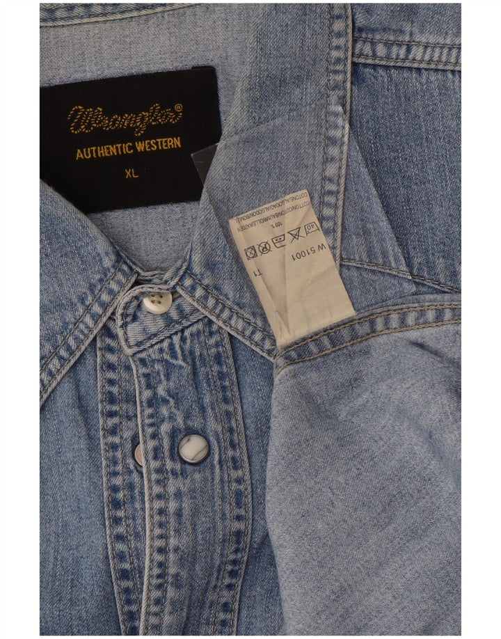 Ανδρικό τζιν πουκάμισο Wrangler XL Blue Cotton Western
