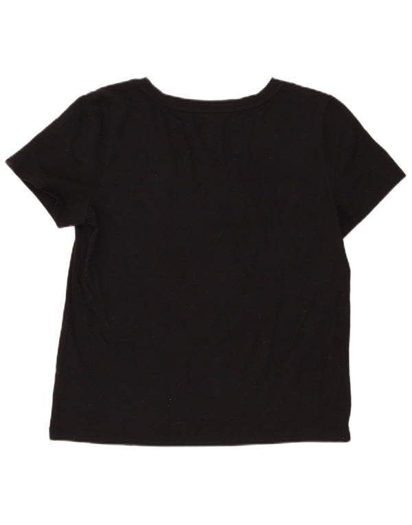 Chaps Γυναικείο T-Shirt Top UK 14 μεγάλο μαύρο βαμβακερό