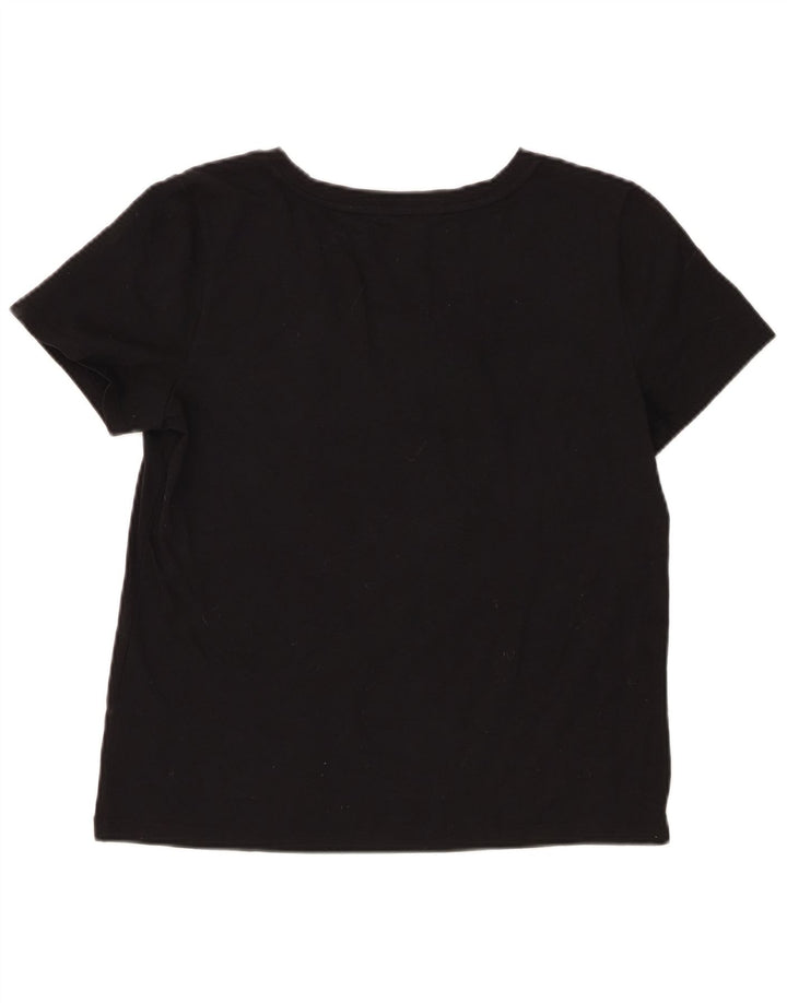 Chaps Γυναικείο T-Shirt Top UK 14 μεγάλο μαύρο βαμβακερό
