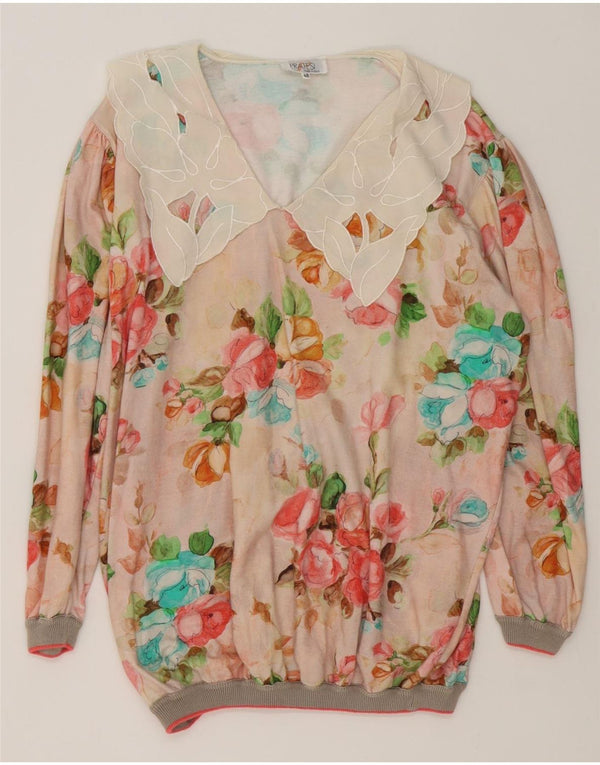 Vintage Γυναικεία Oversized Μπλούζα Top IT 48 XL Πολύχρωμο Βαμβακερό Floral