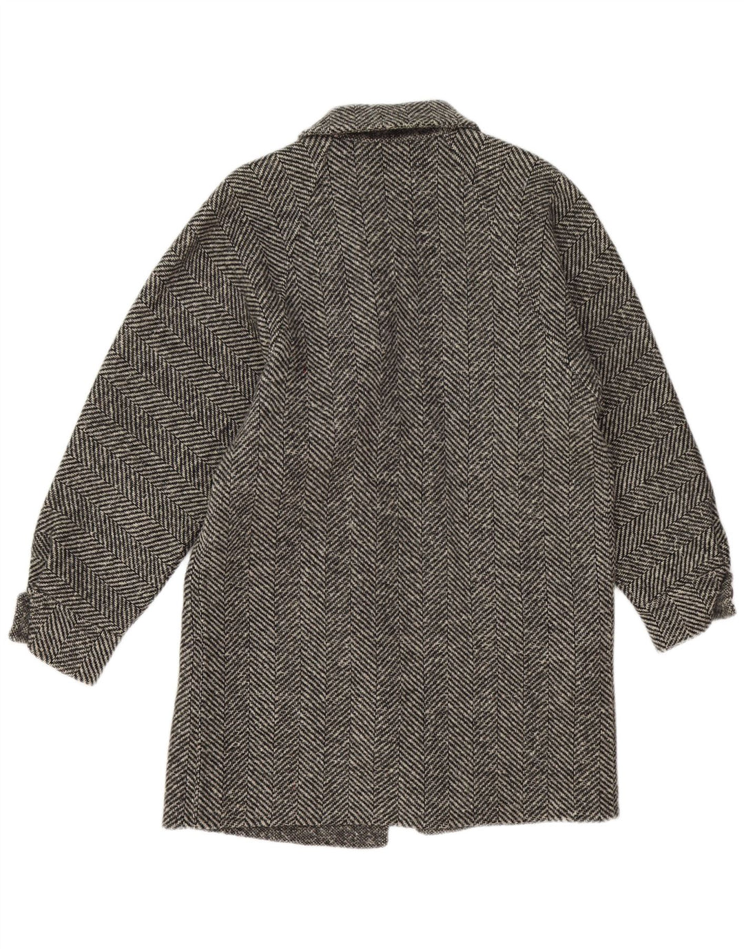 Vintage γυναικείο πανωφόρι UK 14 Medium Grey Ψαροκόκκαλο