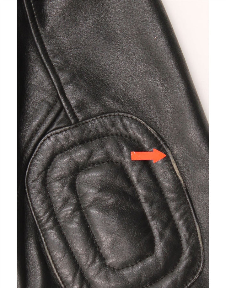 Vintage Ανδρικό Δερμάτινο Military Jacket UK 38 Medium Black Leather