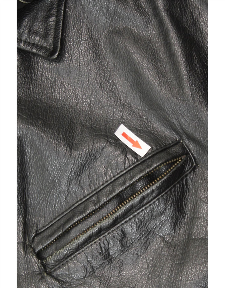 Vintage Ανδρικό Bomber Δερμάτινο Μπουφάν IT 54 2XL Μαύρο Δερμάτινο