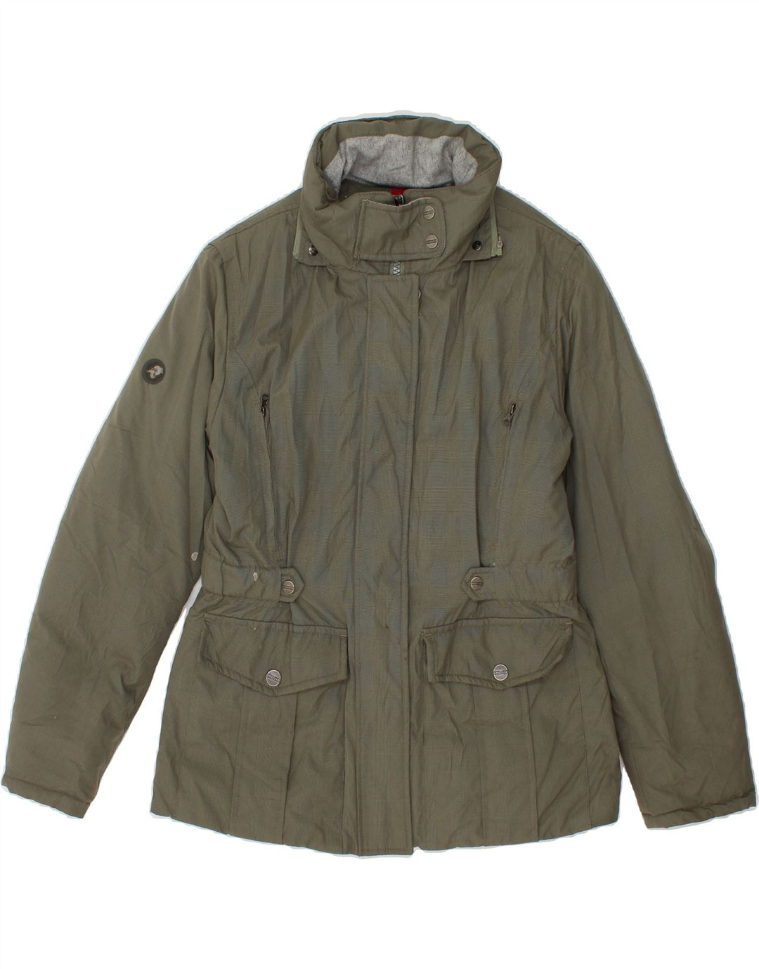 INVICTA Womens Windbreaker Jacket UK 14 Medium Grey Check Polyester Vintage Invicta and Second-Hand Invicta from Messina Hembry 