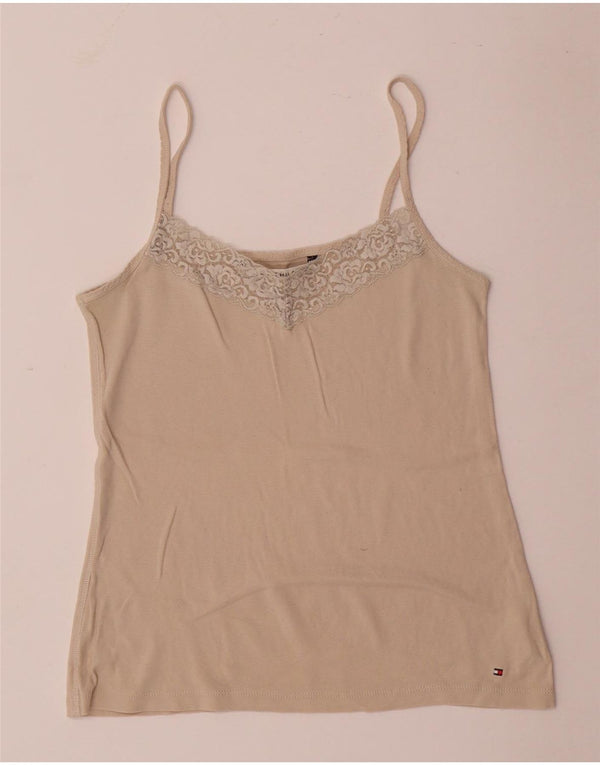 Tommy Hilfiger Womens Cami Top UK 12 Βαμβακερό μεσαίο μπεζ