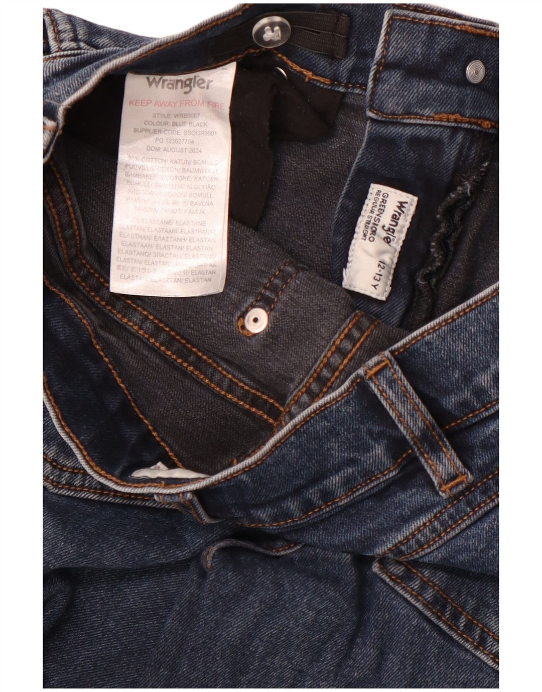 WRANGLER Girls Greensboro Straight Jeans 12-13 ετών W26 L27 Navy Blue