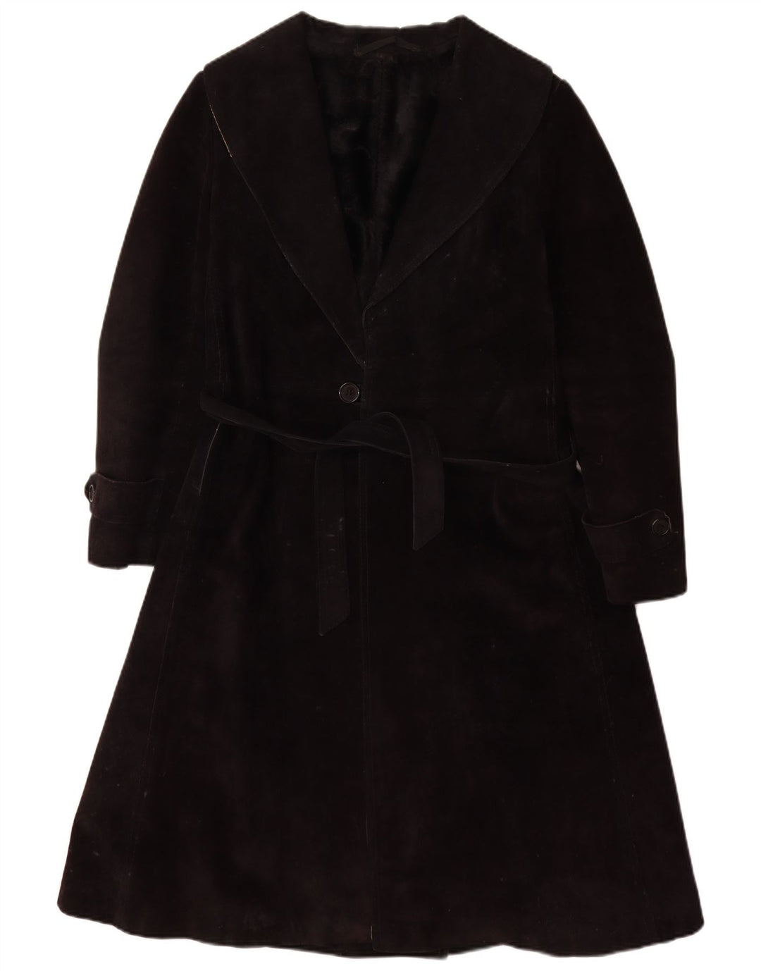 Vintage γυναικείο παλτό Shearling UK 10 Small μαύρο δέρμα