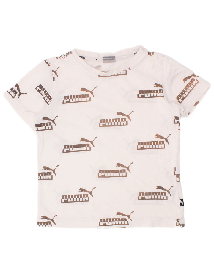 Puma Boys Graphic T-Shirt Top 5-6 ετών Λευκό βαμβακερό