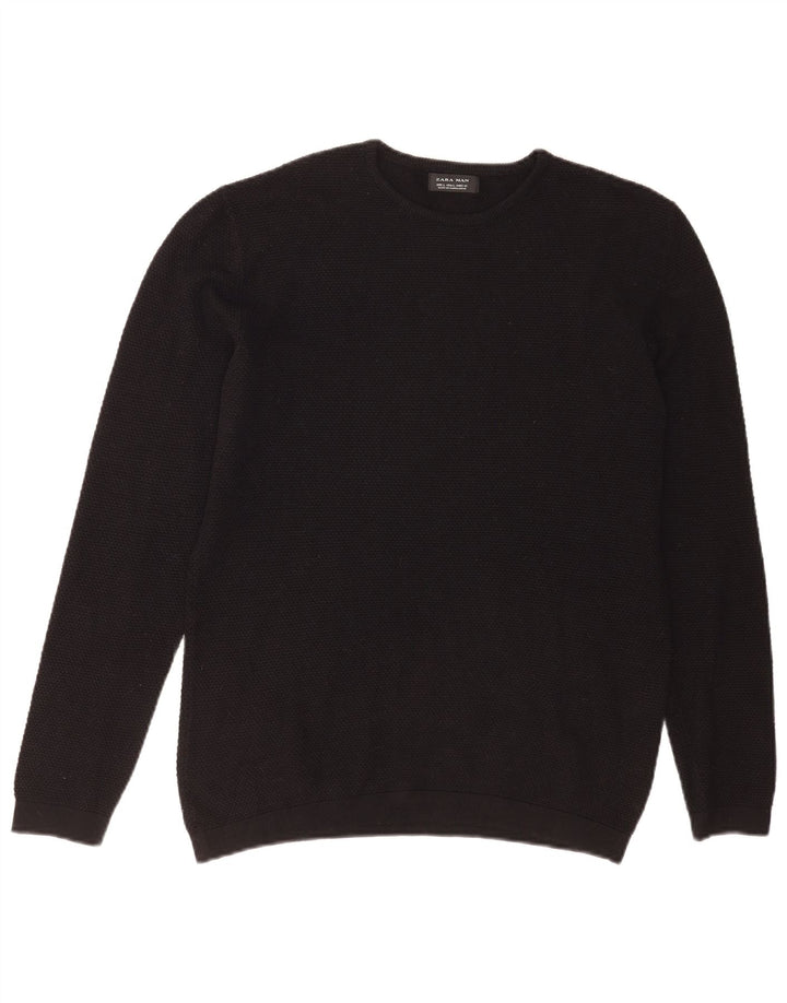 Ανδρικό πουλόβερ Zara Crew Neck Jumper Μεγάλο Μαύρο Ακρυλικό